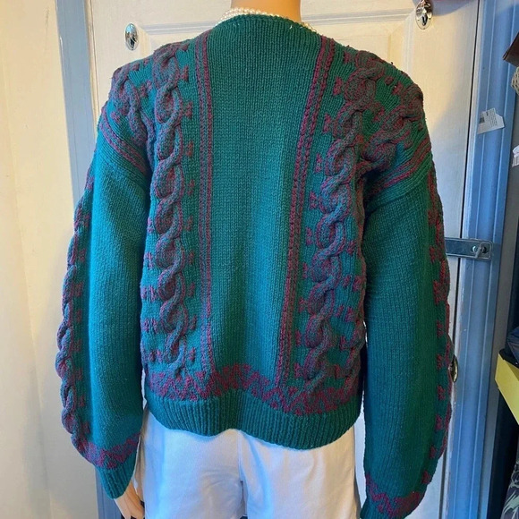 Robert Scott Rare Y2K Chunky Cable Knit Double Breasted Sweater Women Size M/L - Picture 5 of 7